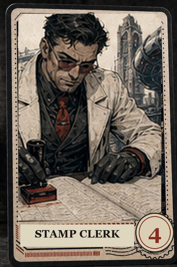 Stamp Clerk VaultGrail card art