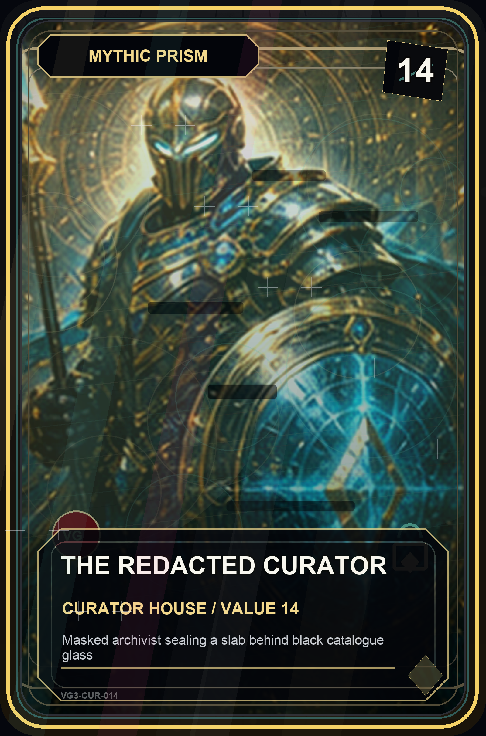 The Redacted Curator VaultGrail card art